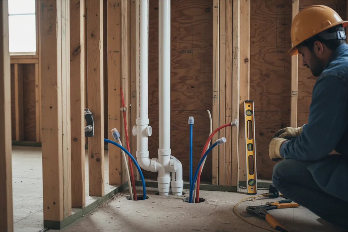 Drain and supply rough-in during Drain Cleaning in East Brookfield